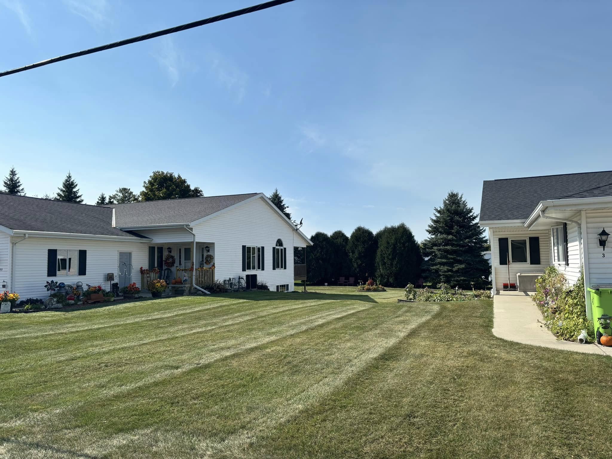 Freshly mowed and edged residential lawn