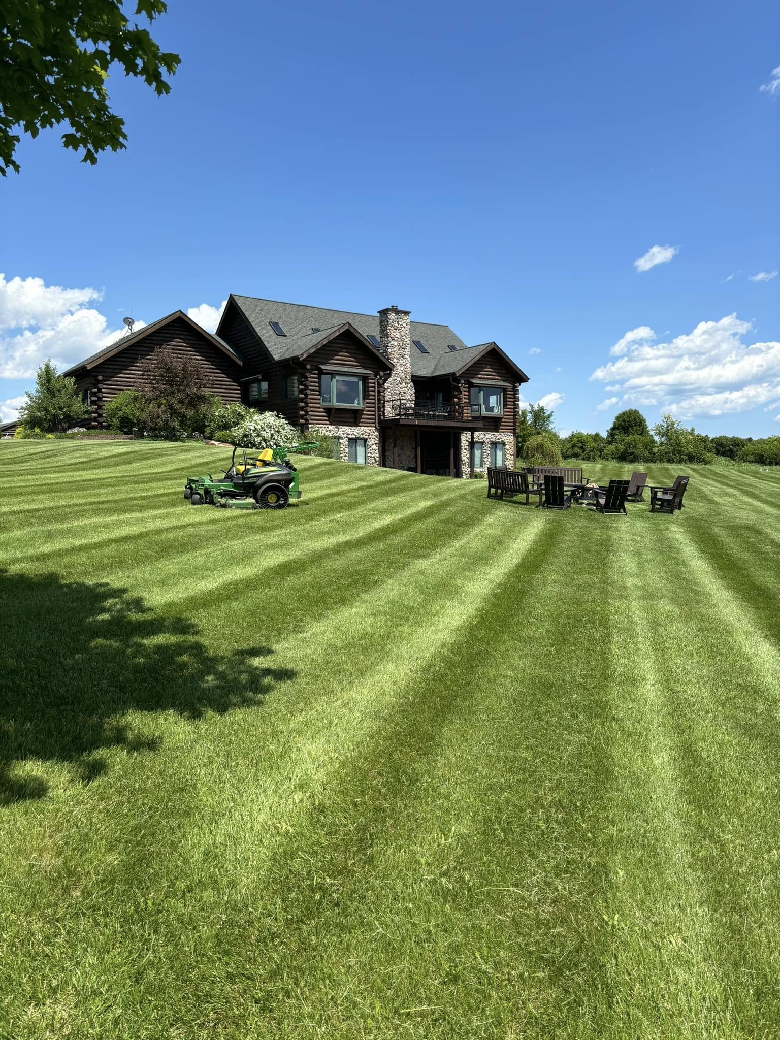 Healthy maintained residential lawn and landscape beds through the growing season in Sheboygan County, Wisconsin