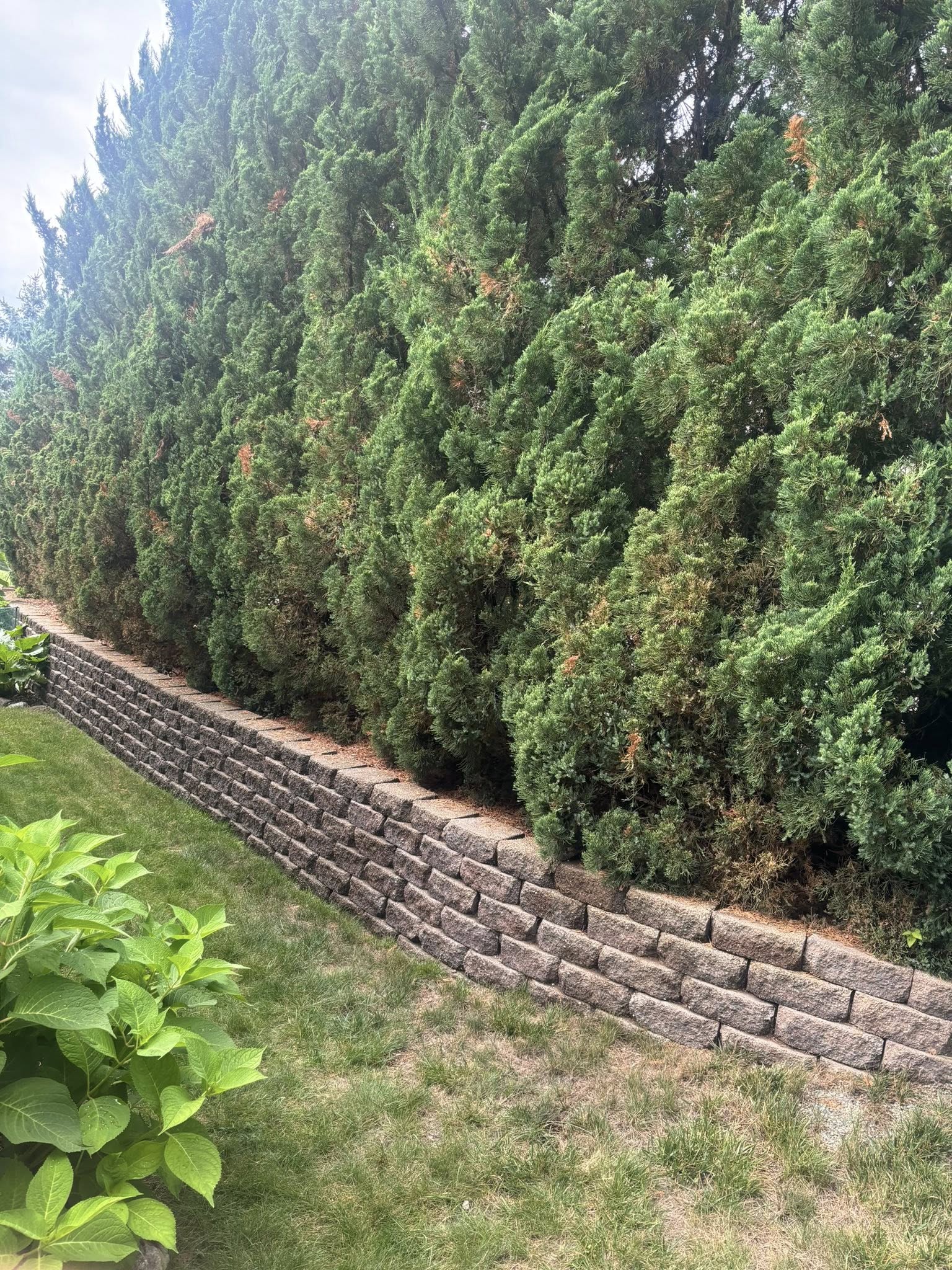 Block retaining wall installation